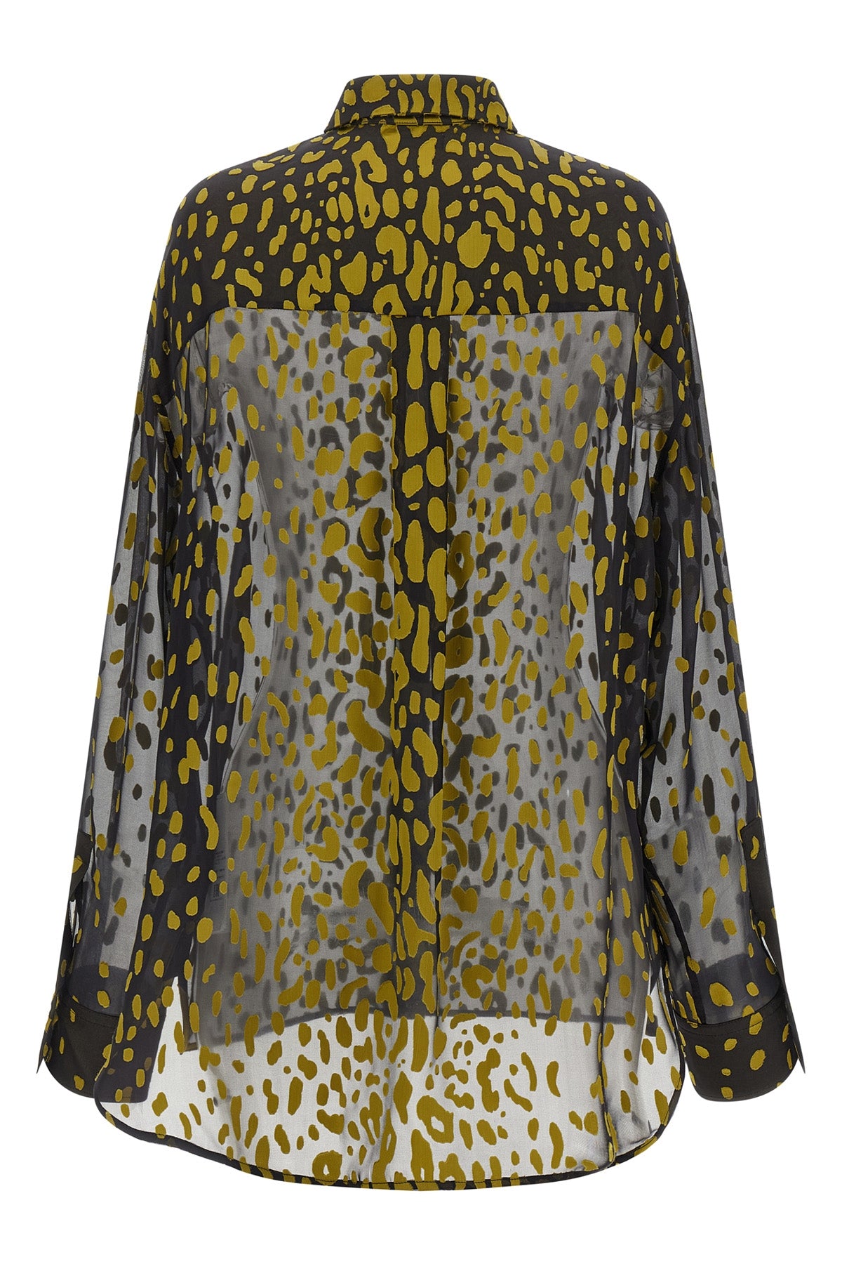 FERRAGAMO 40 semi-transparent animal print georgette shirt made
