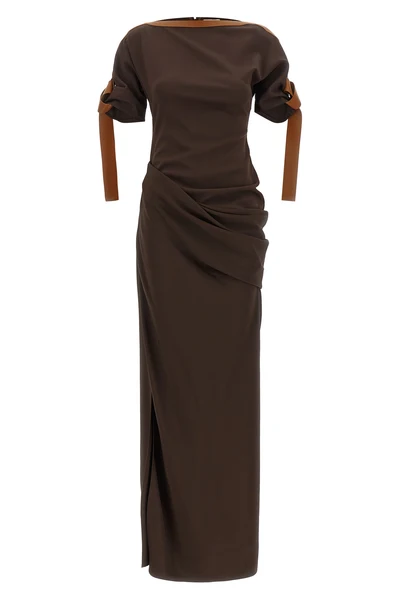 the ferragamo long dress defines a silhouette that has slipped through a sartori