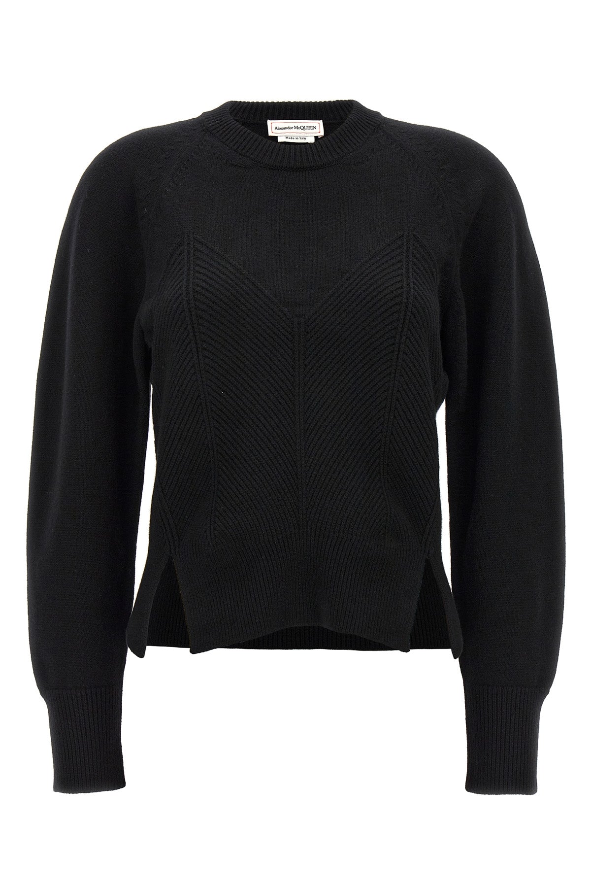 ALEXANDER MCQUEEN M chevron corset wool and cashmere sweater