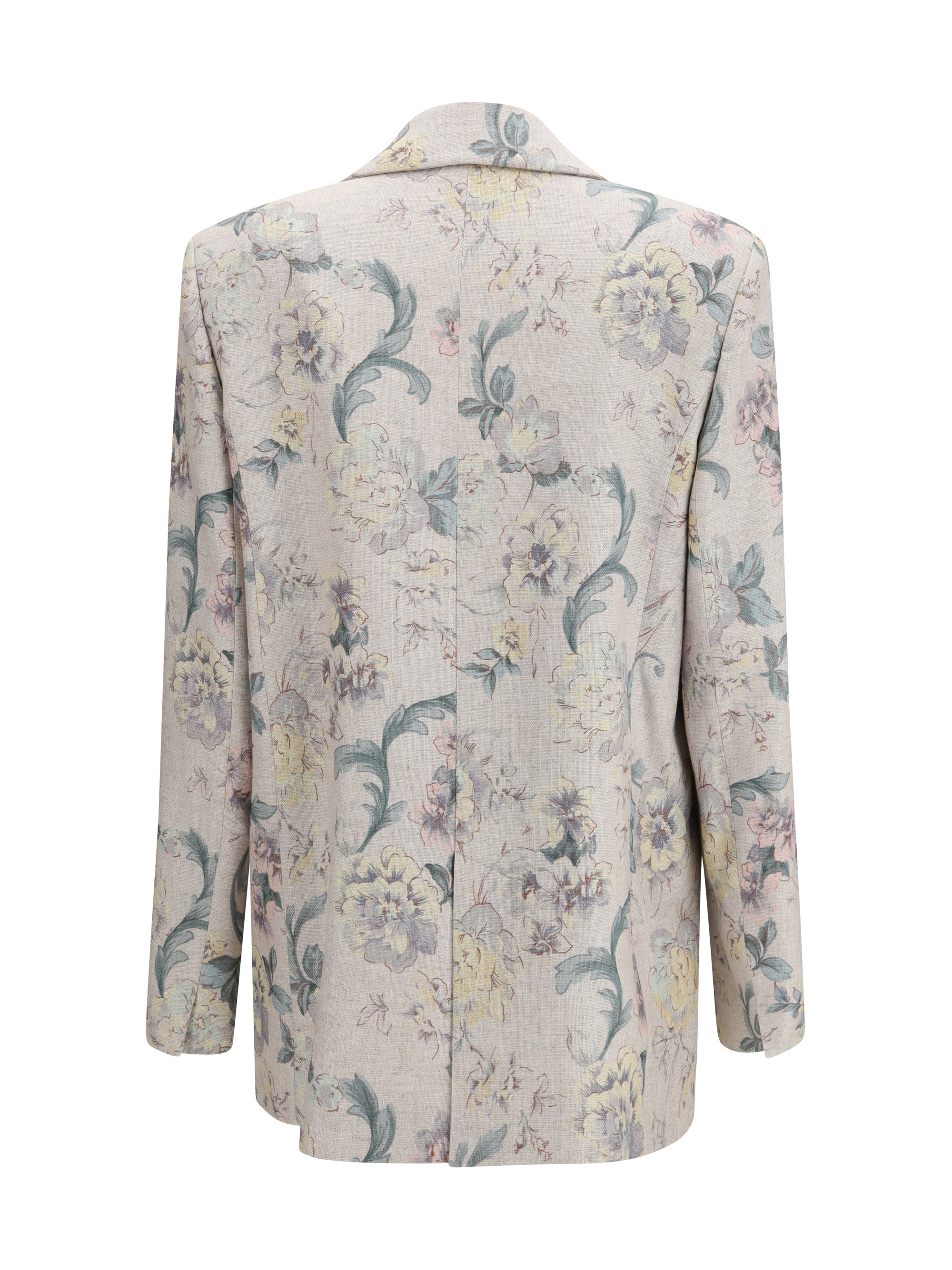 FORTE_FORTE 2 peonia my love motif hopsack linen-blend jacket