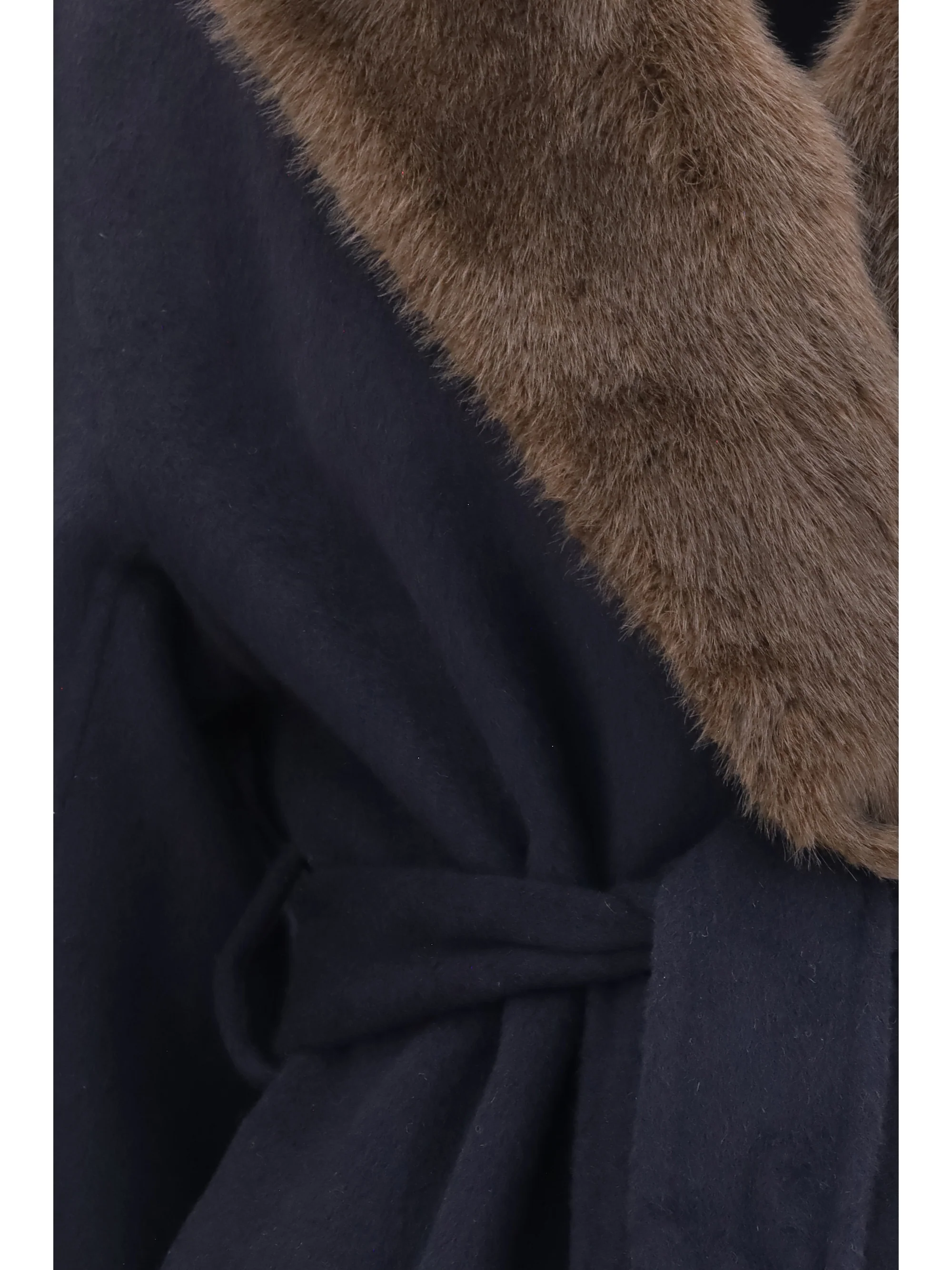 wool coat with fur collar and belt