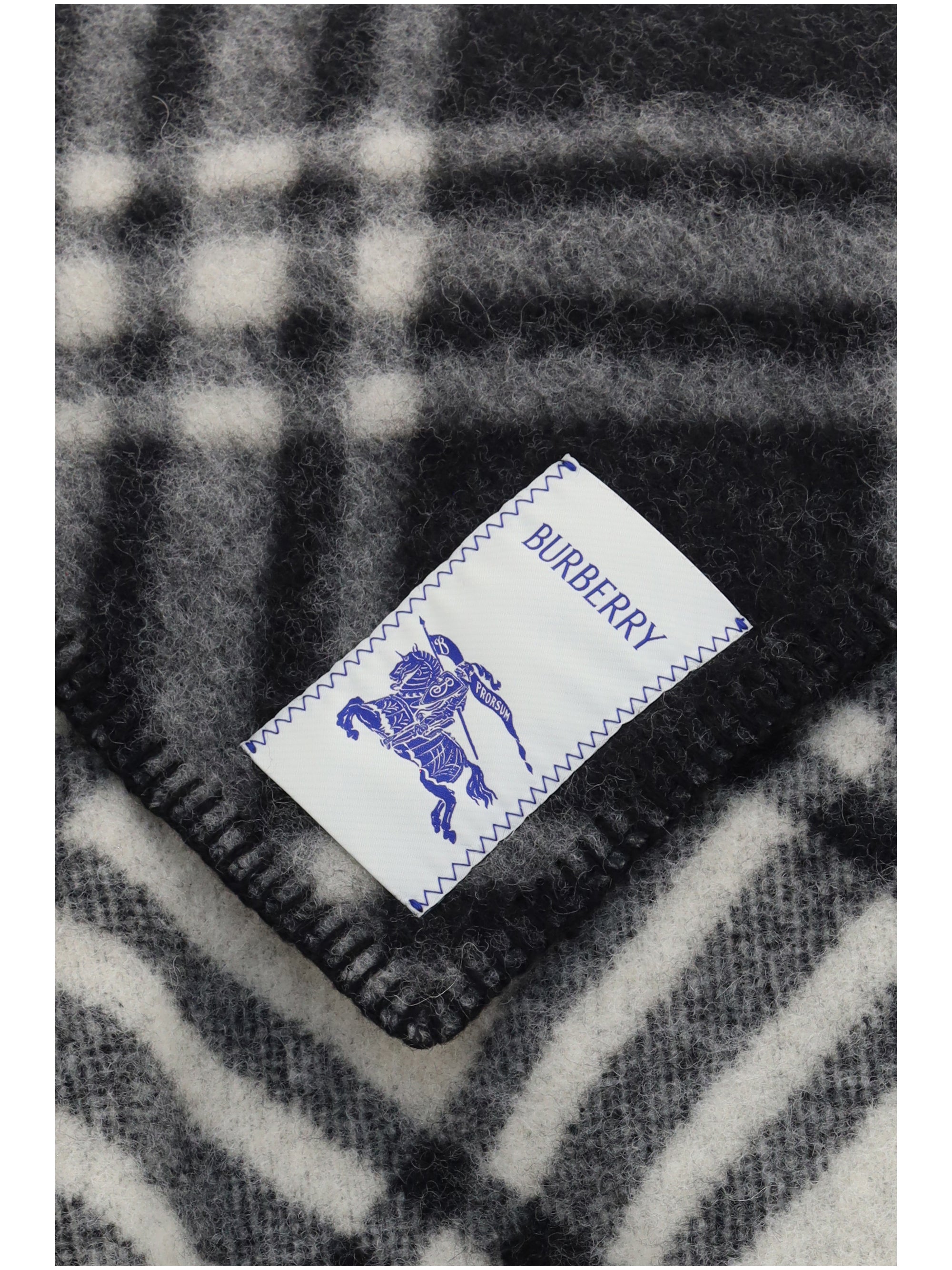short wool check poncho