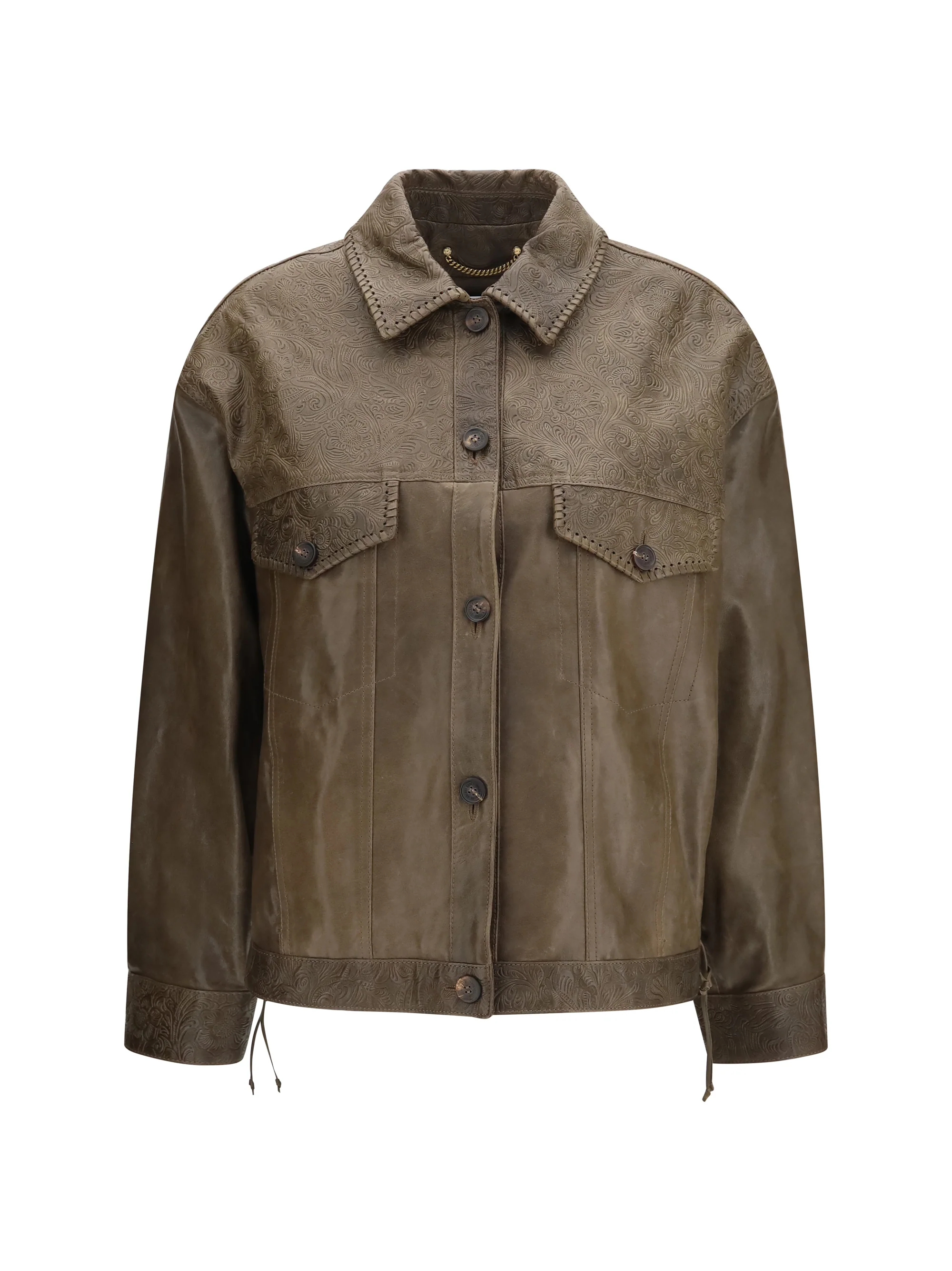 GOLDEN GOOSE 40 babete leather jacket with embossed details