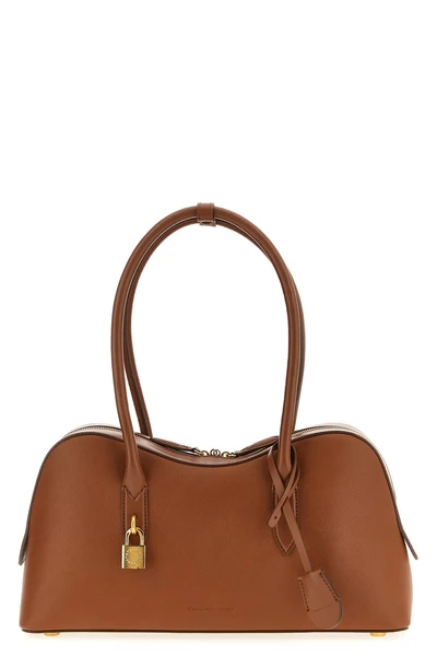 ryder shoulder bag in hammered leather-effect fabric