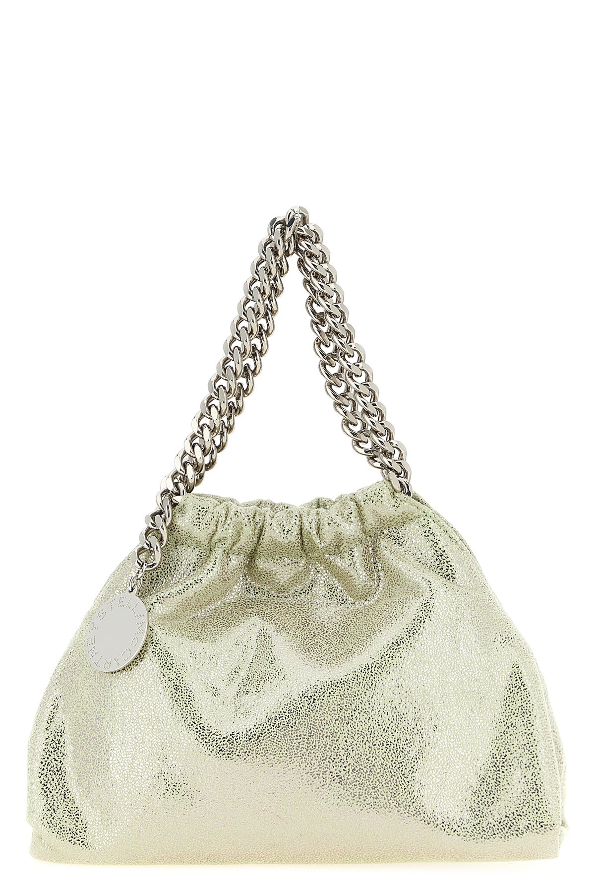STELLA MCCARTNEY OS falabella mini drawstring handbag in eco shiny dotted chamois fabric