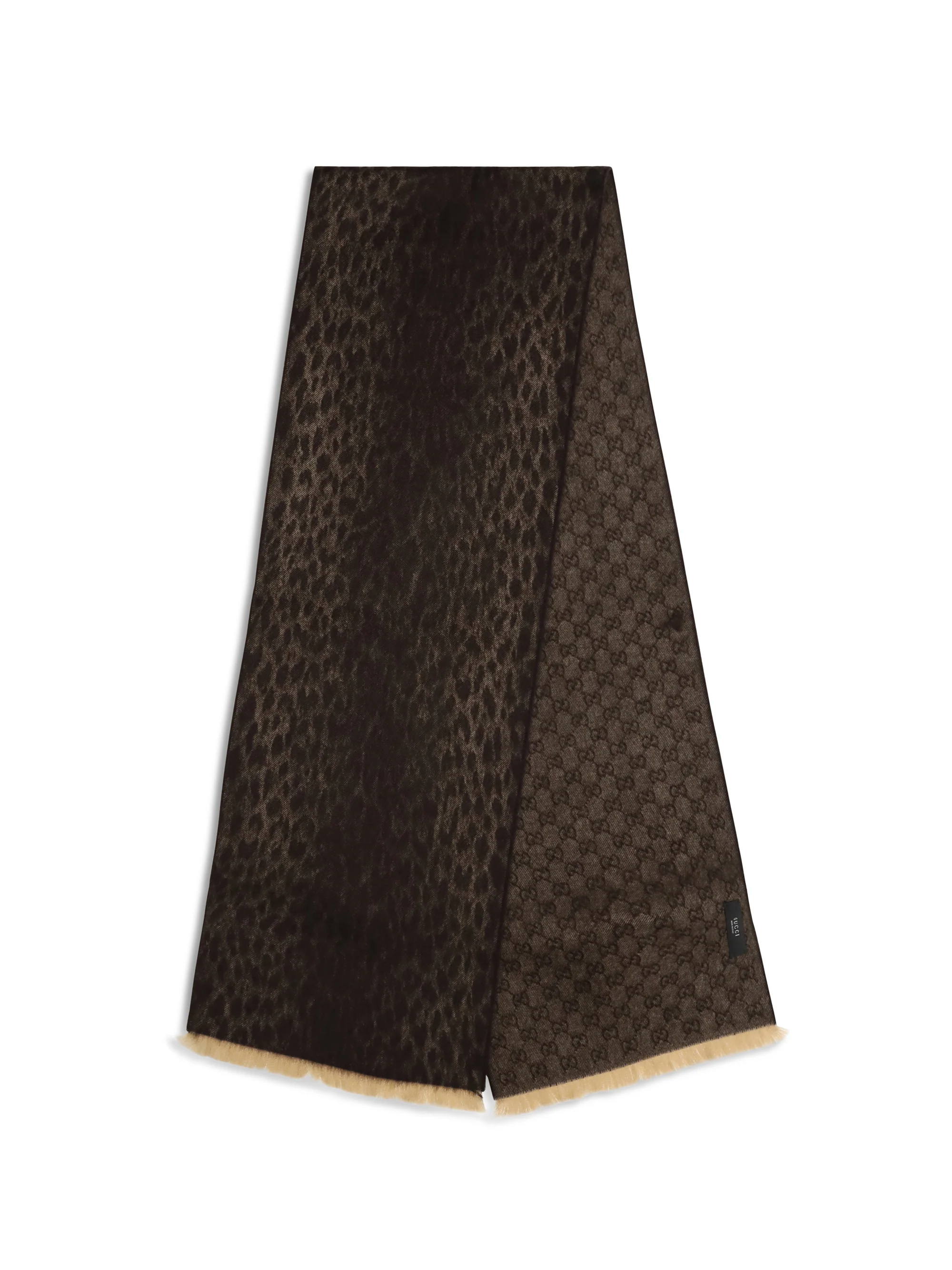 GUCCI OS leopard-print wool scarf with monogram