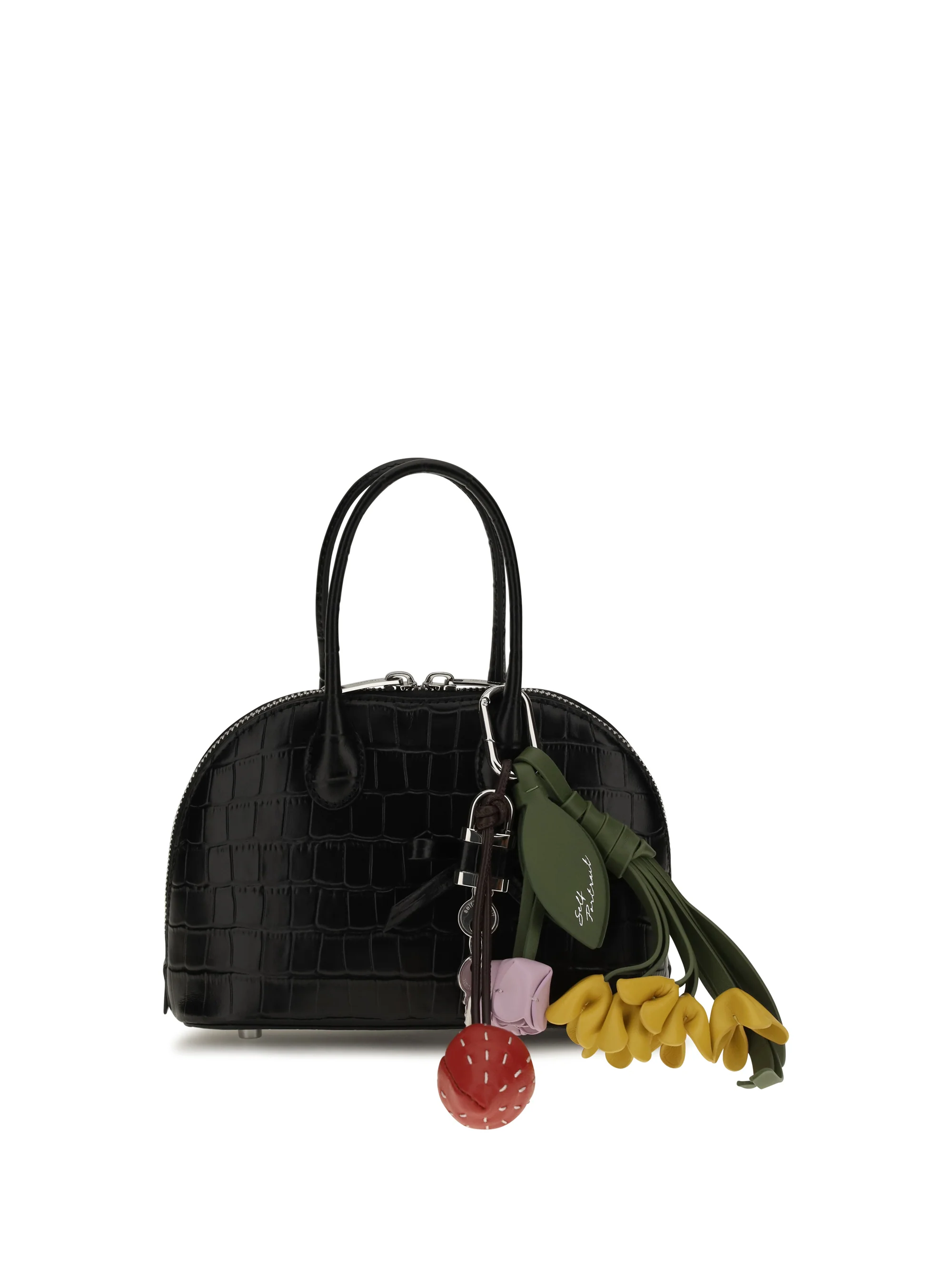 SELF-PORTRAIT OS toast crocodile-effect leather handbag