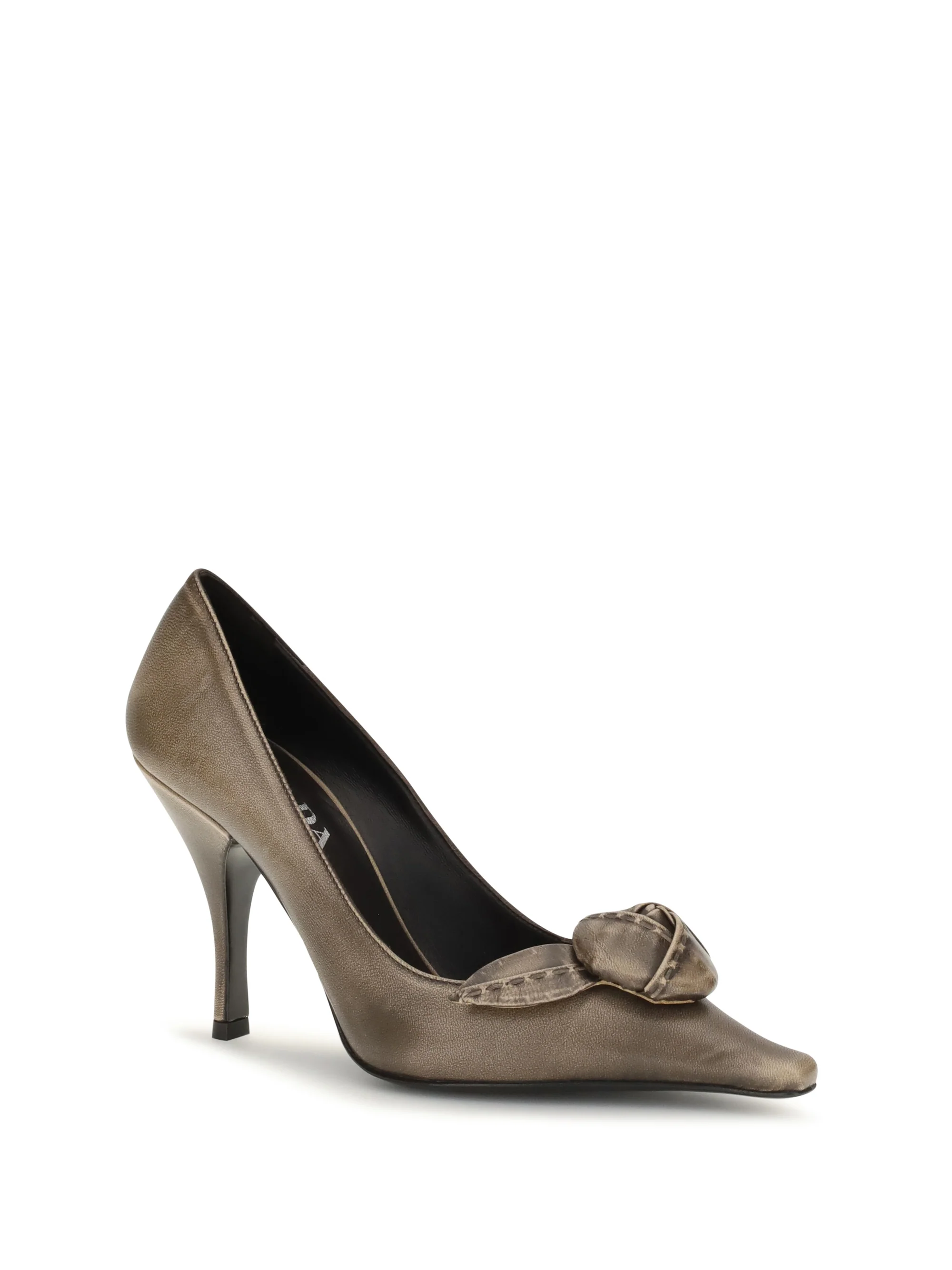 PRADA 37 leather pumps with rose appliqué