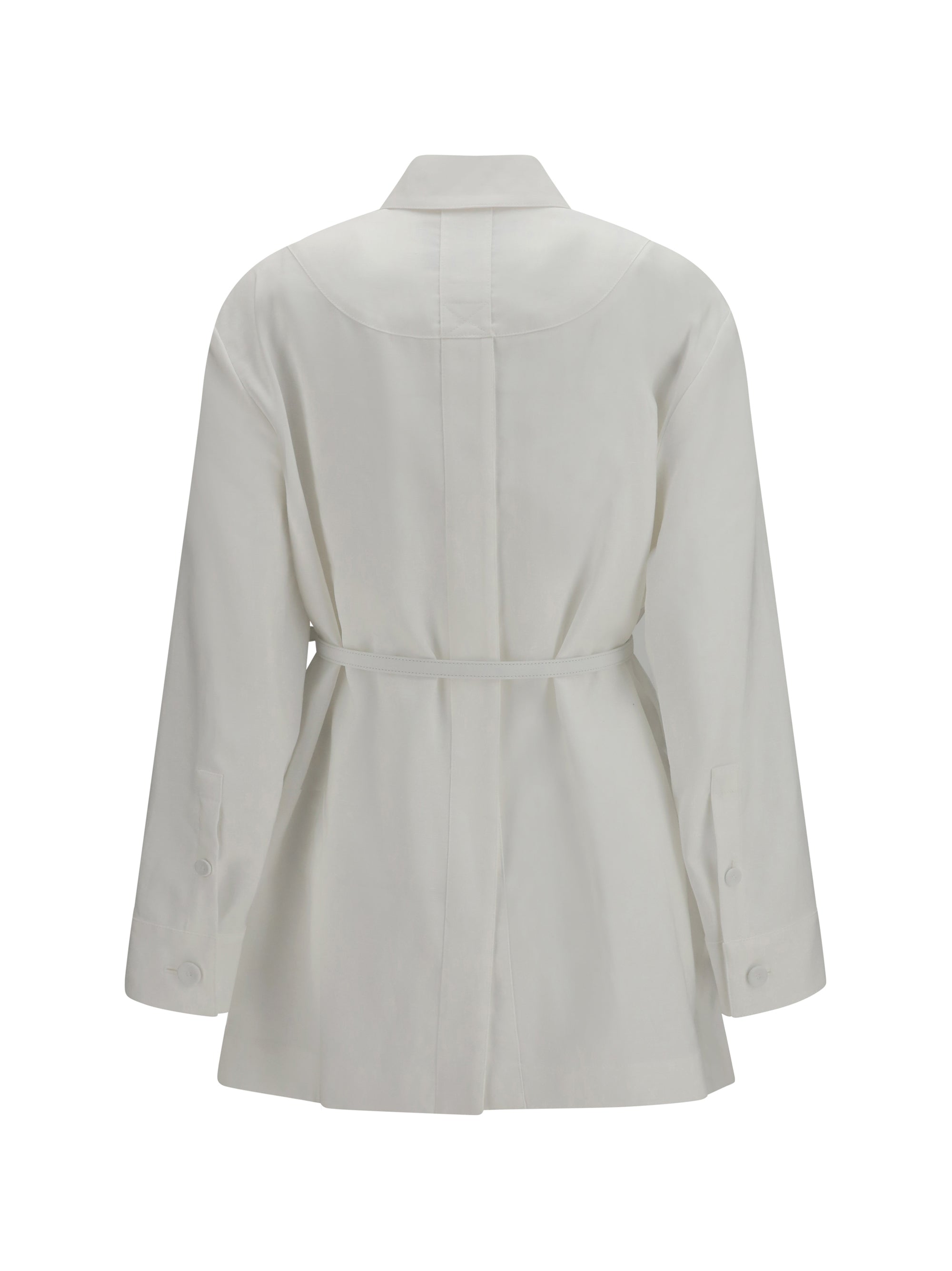 FENDI 40 linen and cotton belted jacket