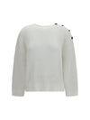 openwork sweater with shoulder buttons