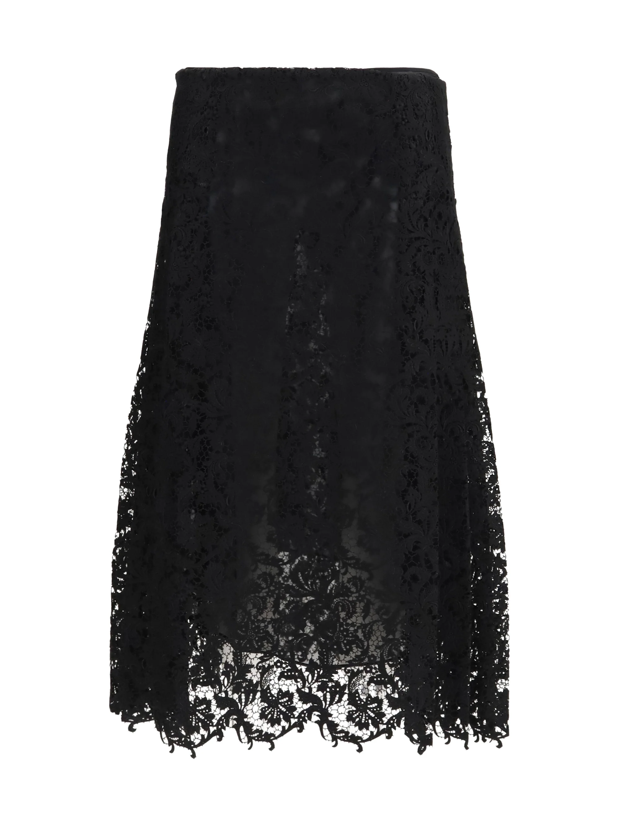 flared midi skirt in macramé lace