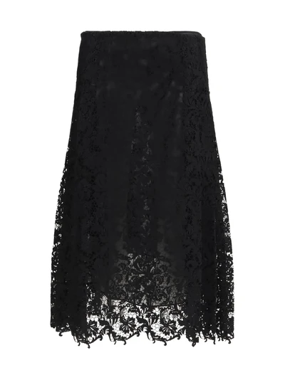flared midi skirt in macramé lace