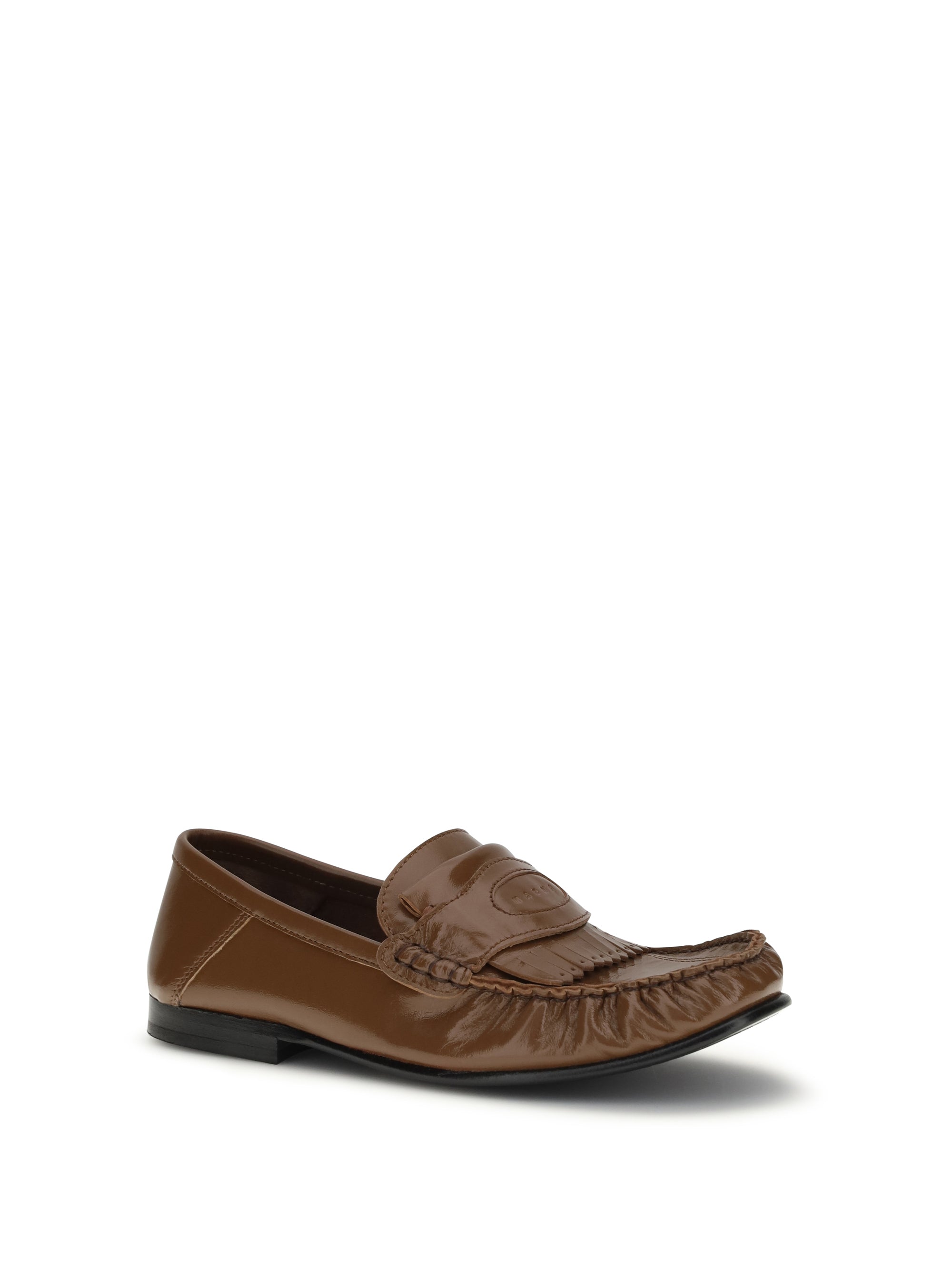 leather loafers with tassels and foldable heel