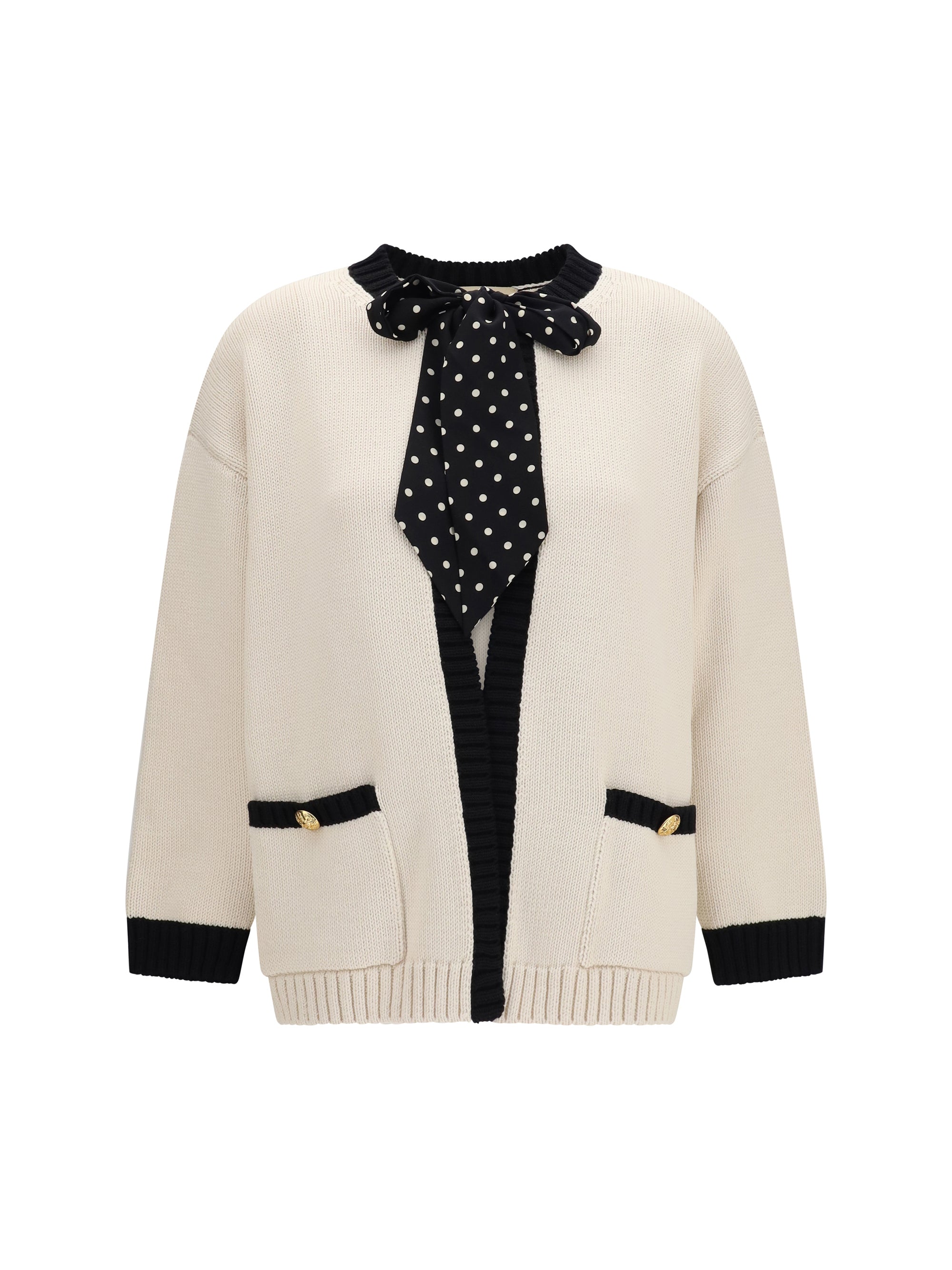 VALENTINO M open polka-dot bow cardigan