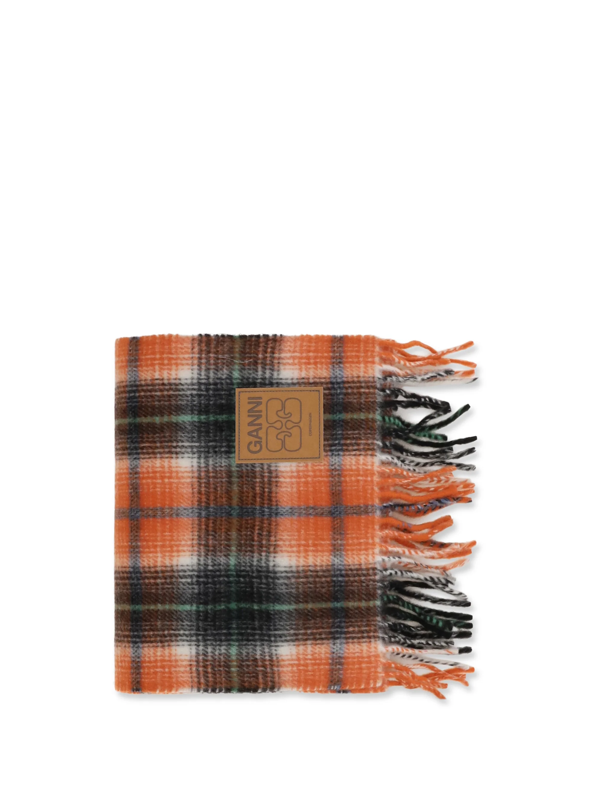 GANNI OS checked wool scarf