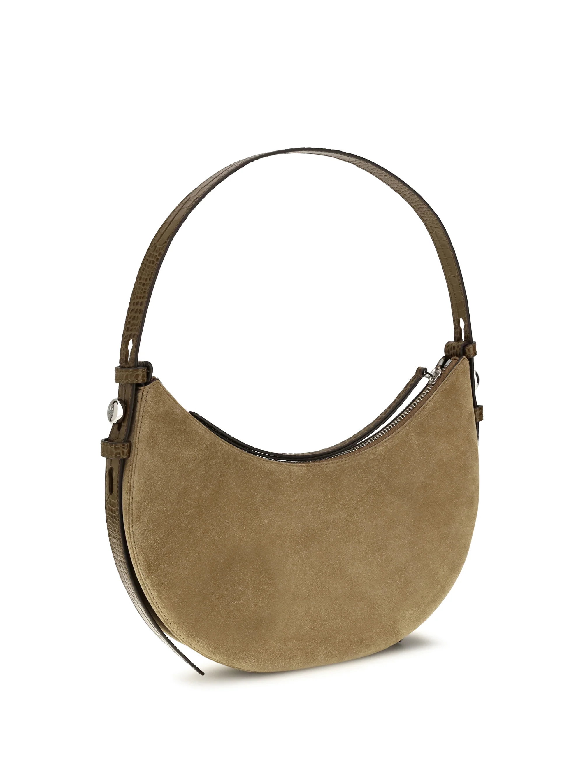 romy suede crescent shoulder bag