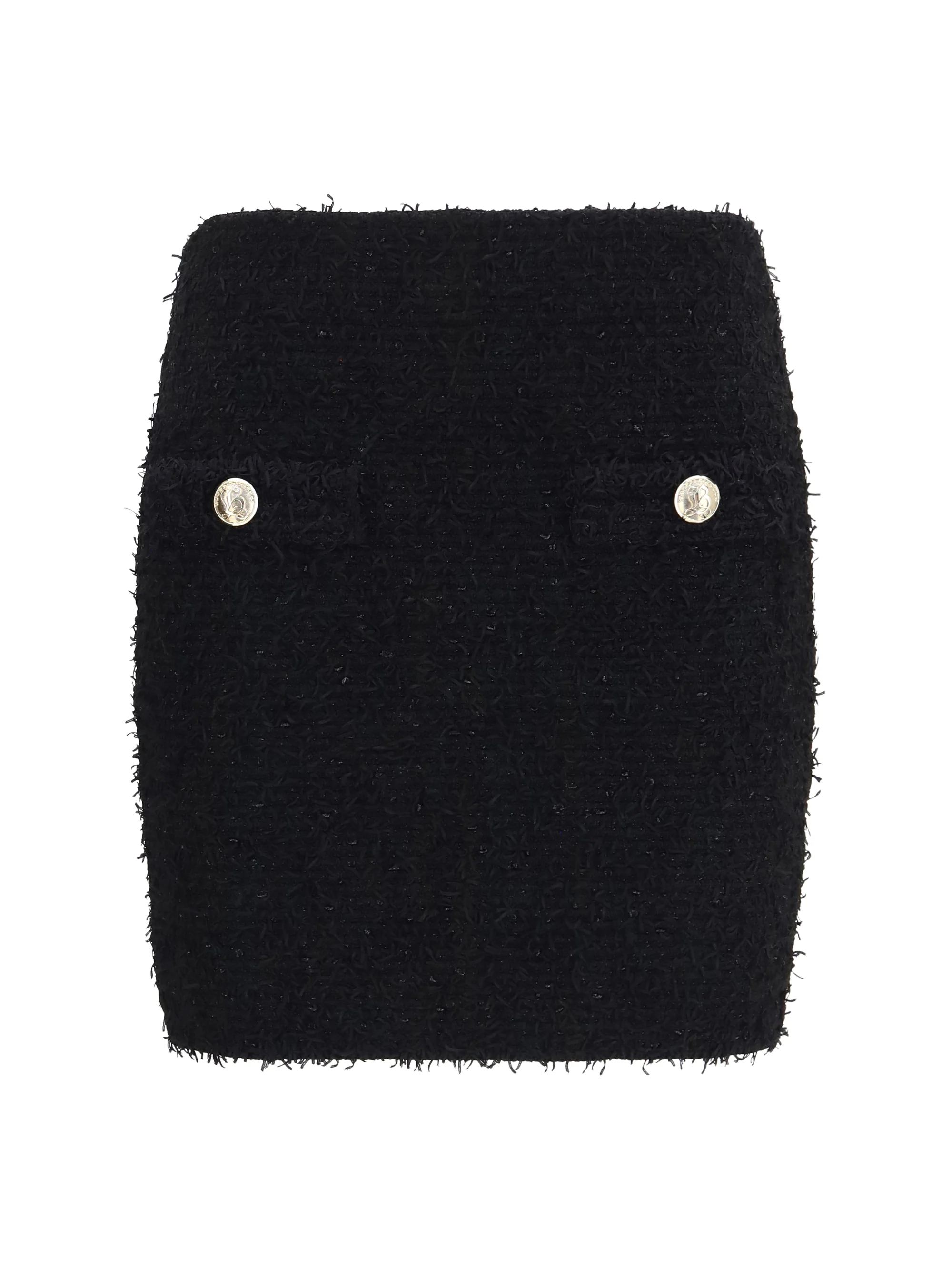 BALMAIN 36 tweed mini skirt with logo buttons