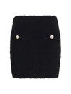 tweed mini skirt with logo buttons
