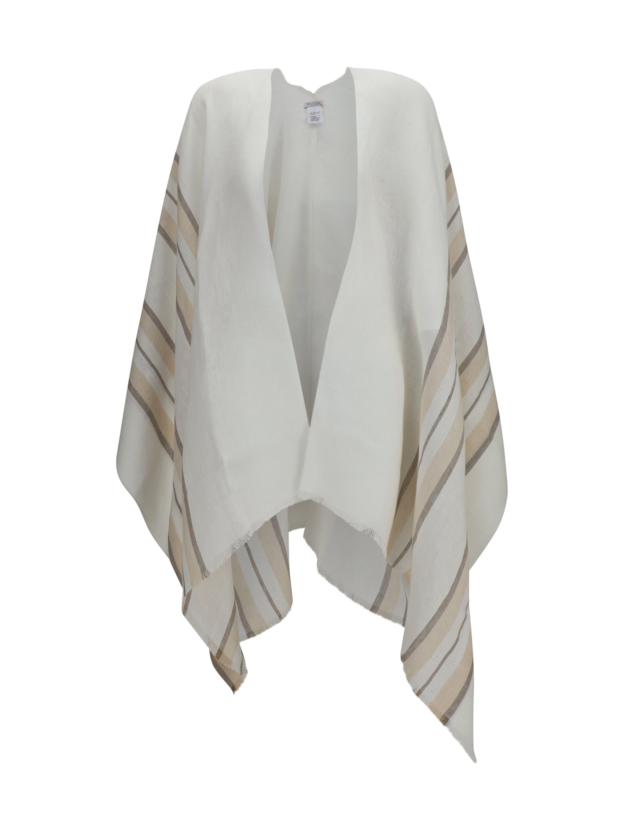BRUNELLO CUCINELLI OS open poncho in linen, cashmere and silk blend