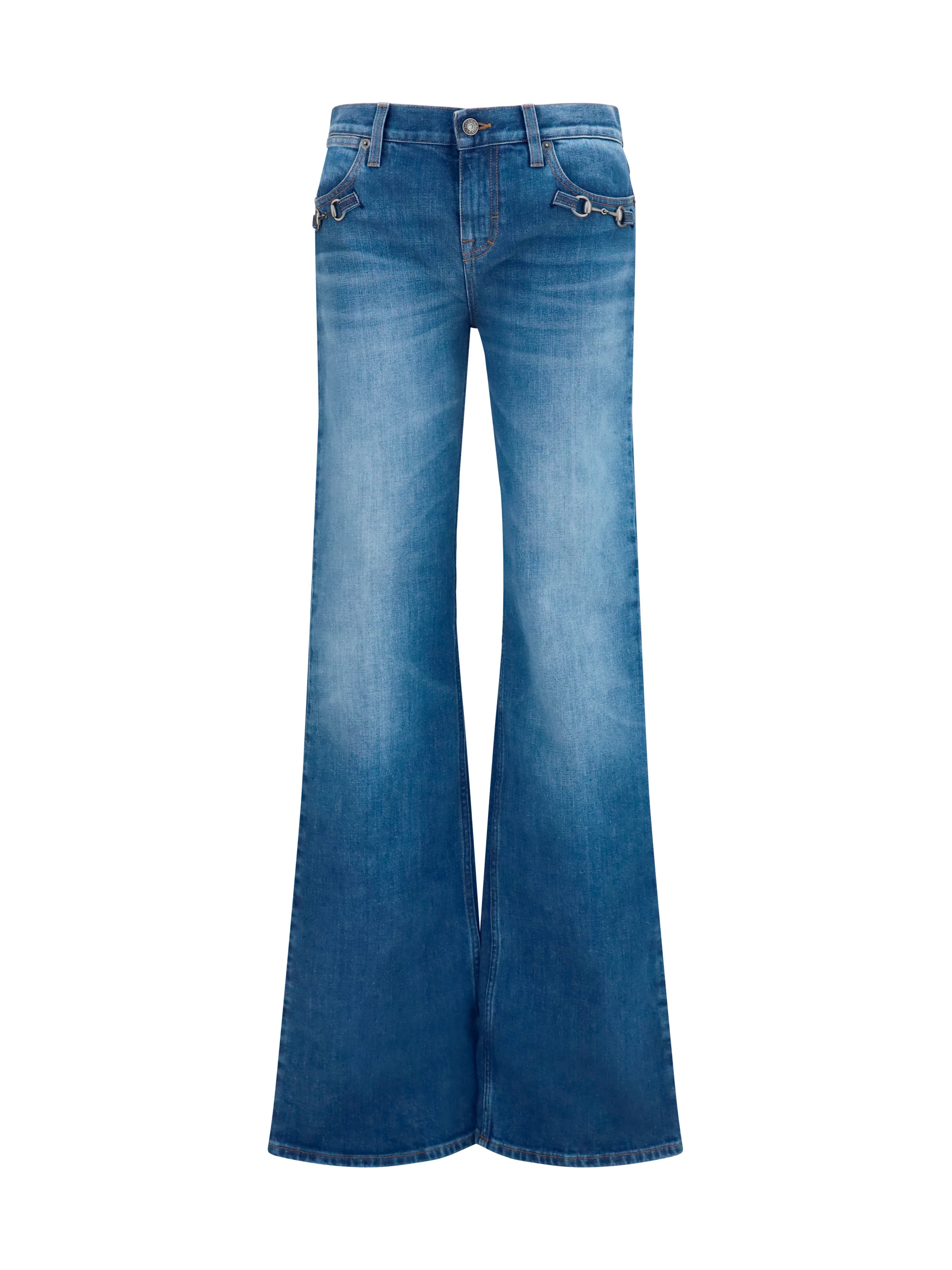 stretch cotton jeans with horsebit