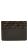 squared ff leather and canvas card holder