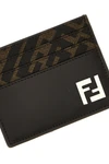 squared ff leather and canvas card holder
