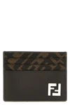 squared ff leather and canvas card holder