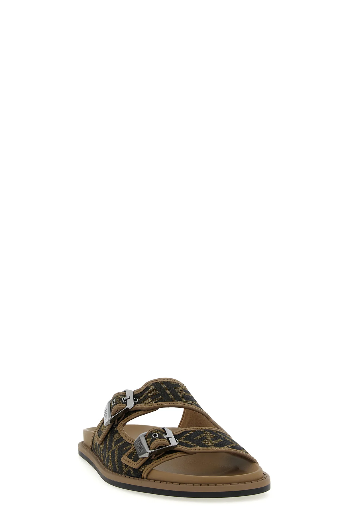 fendi feel sandals in ff jacquard fabric