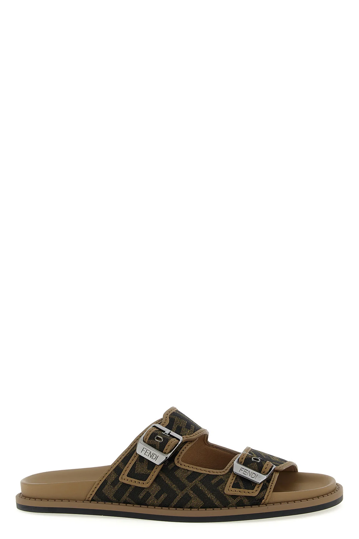 fendi feel sandals in ff jacquard fabric