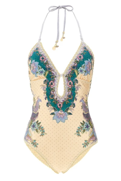 indra all-over scarf print lycra one-piece swimsuit
