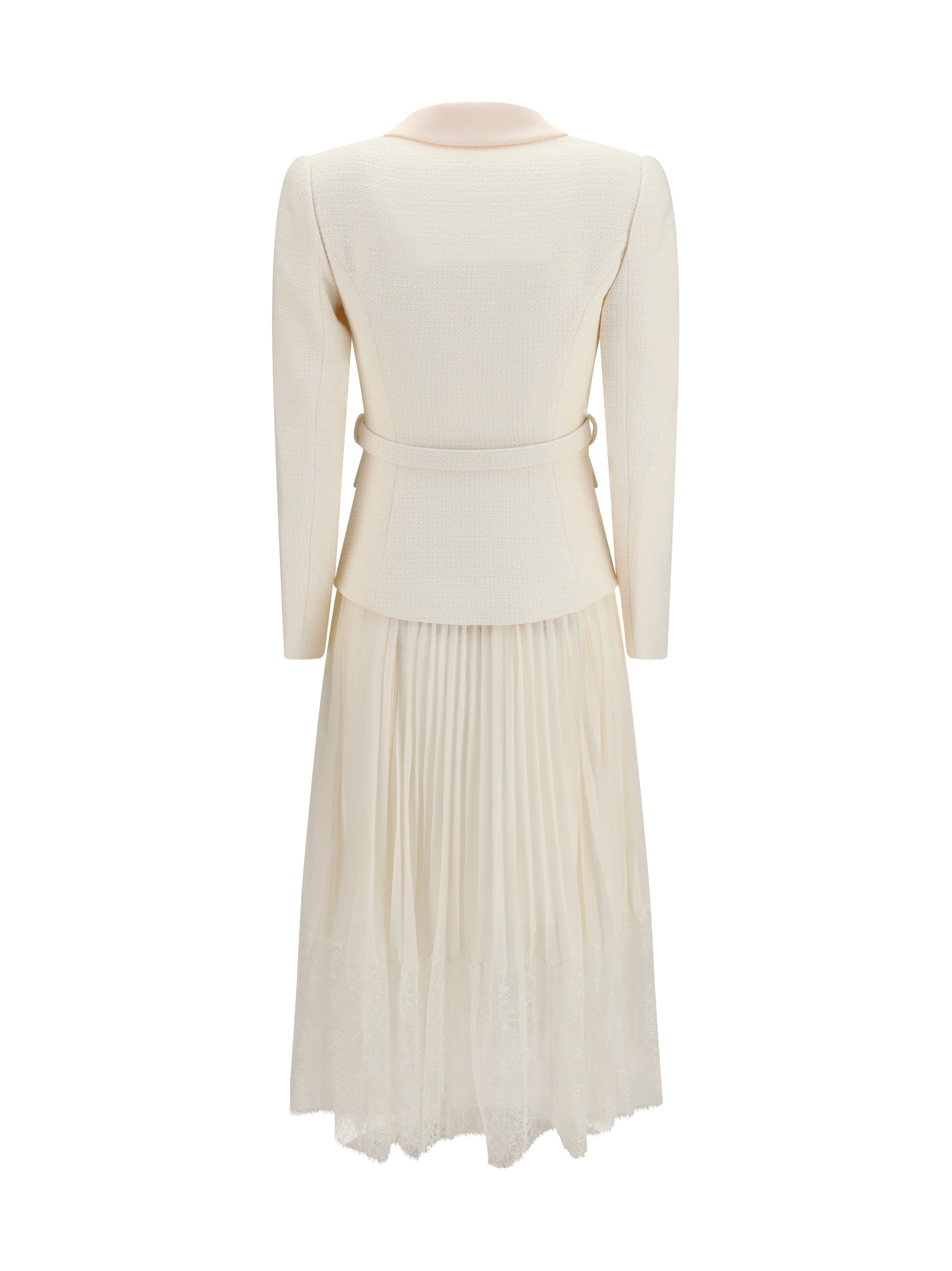 SELF-PORTRAIT 8 bouclé midi dress with shawl collar