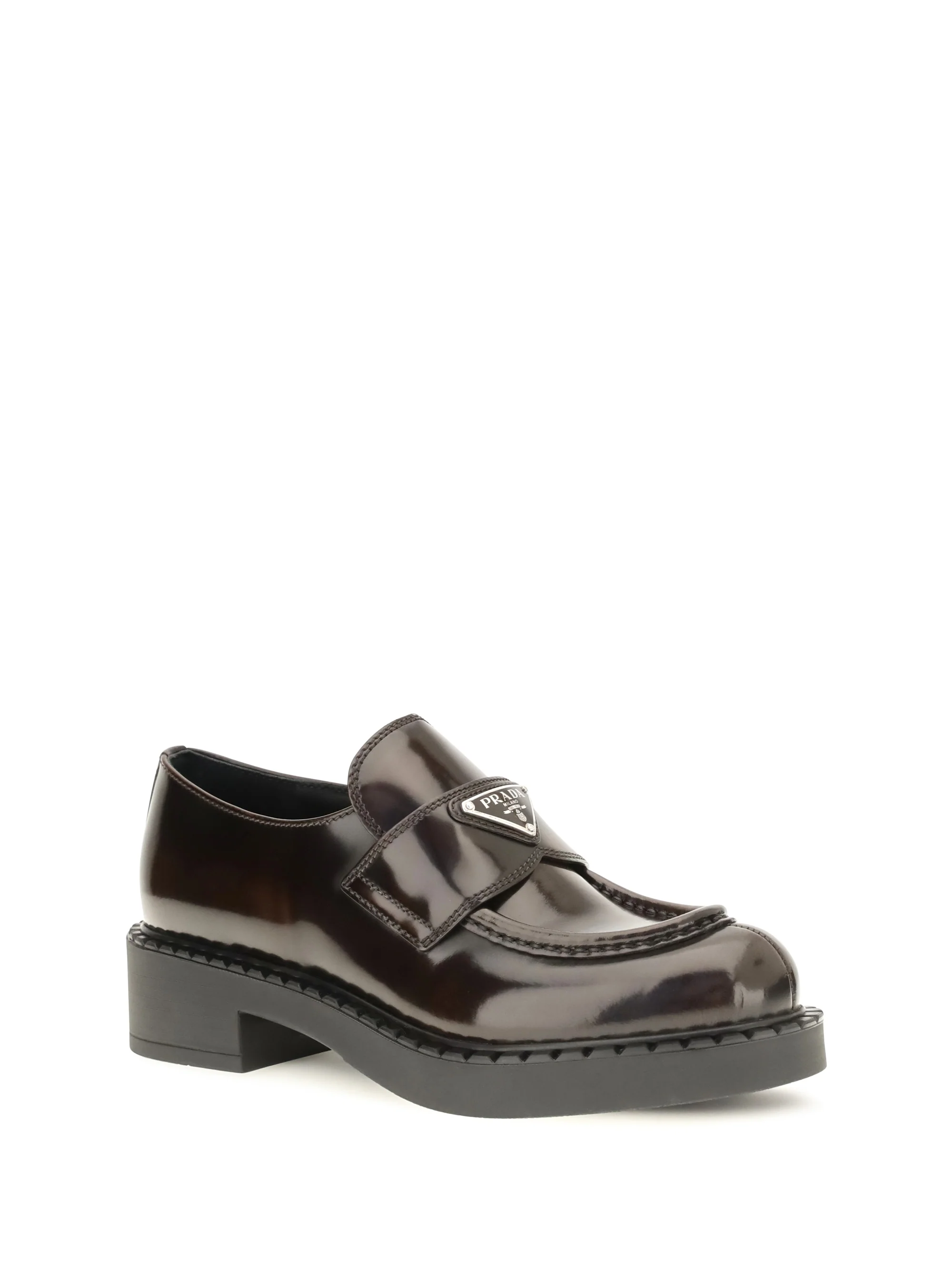 PRADA 36 leather logo loafers