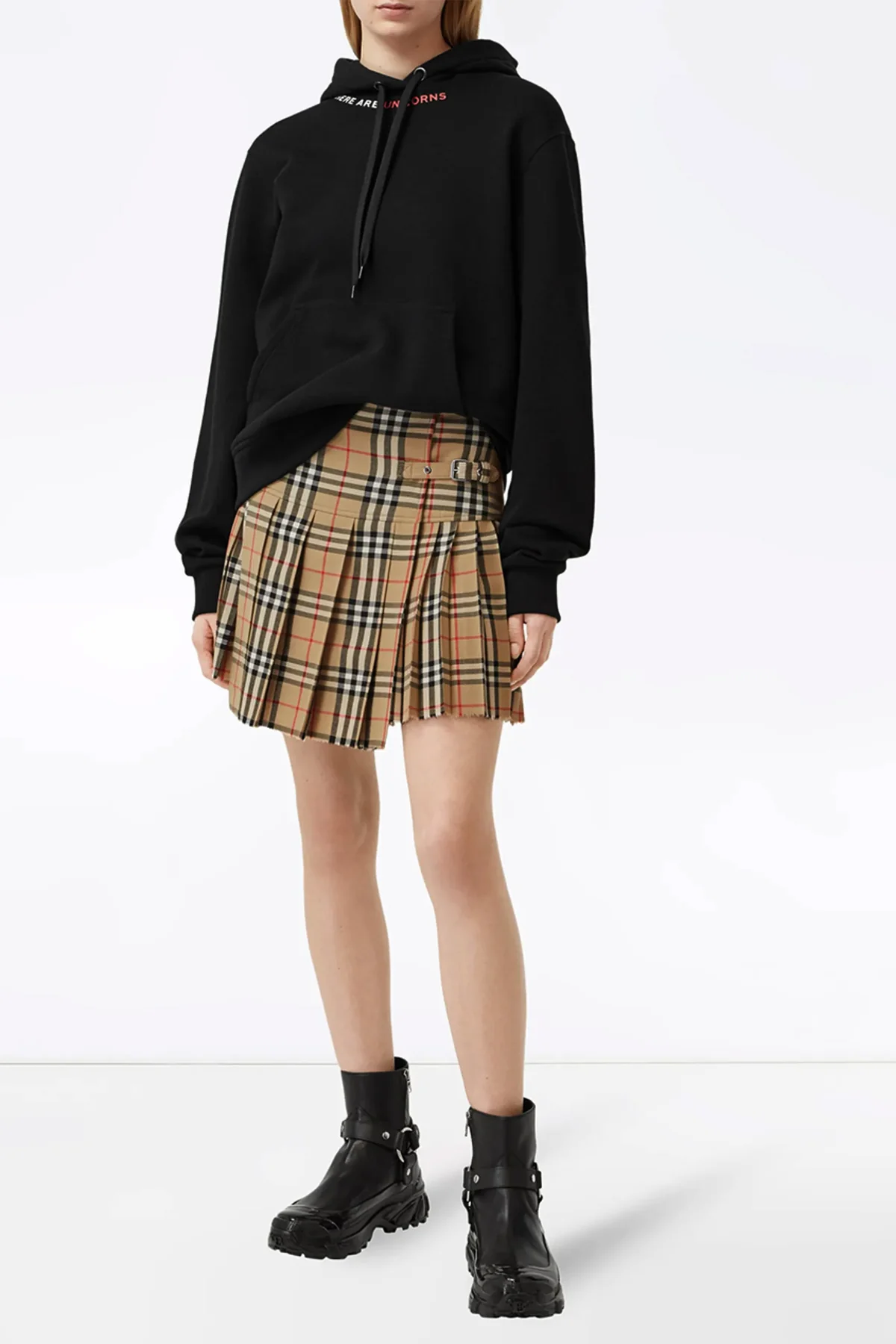 kilt pleated mini skirt in woven wool