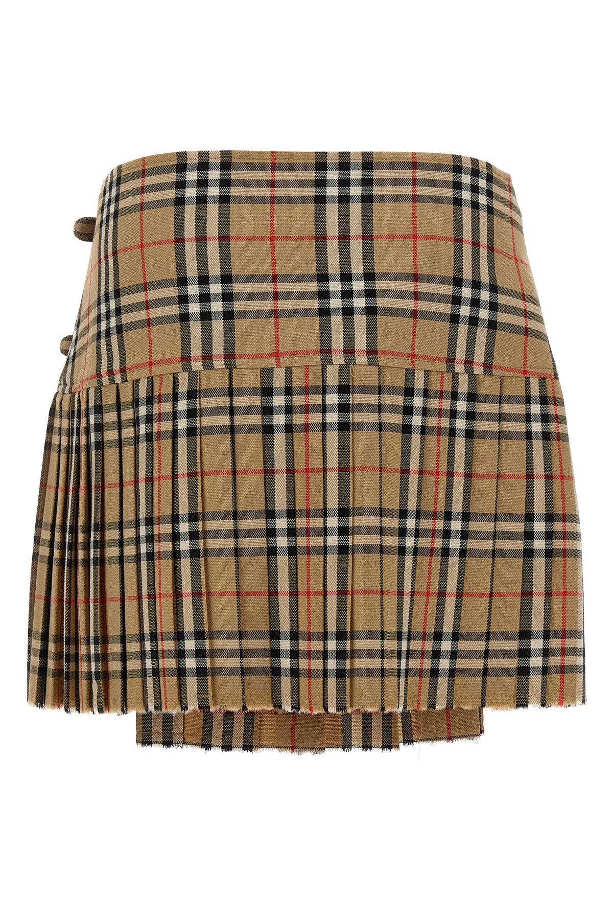 kilt pleated mini skirt in woven wool