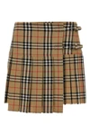 kilt pleated mini skirt in woven wool