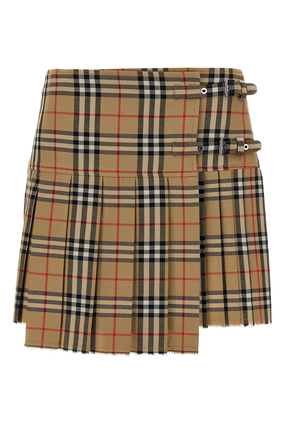 kilt pleated mini skirt in woven wool