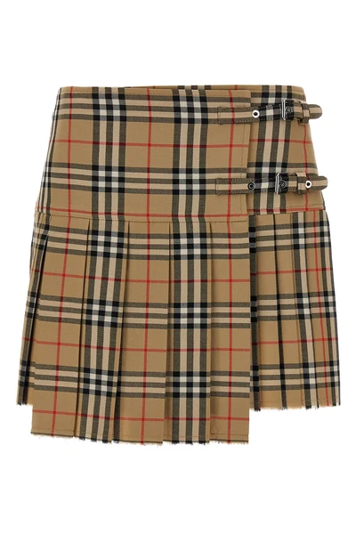 kilt pleated mini skirt in woven wool