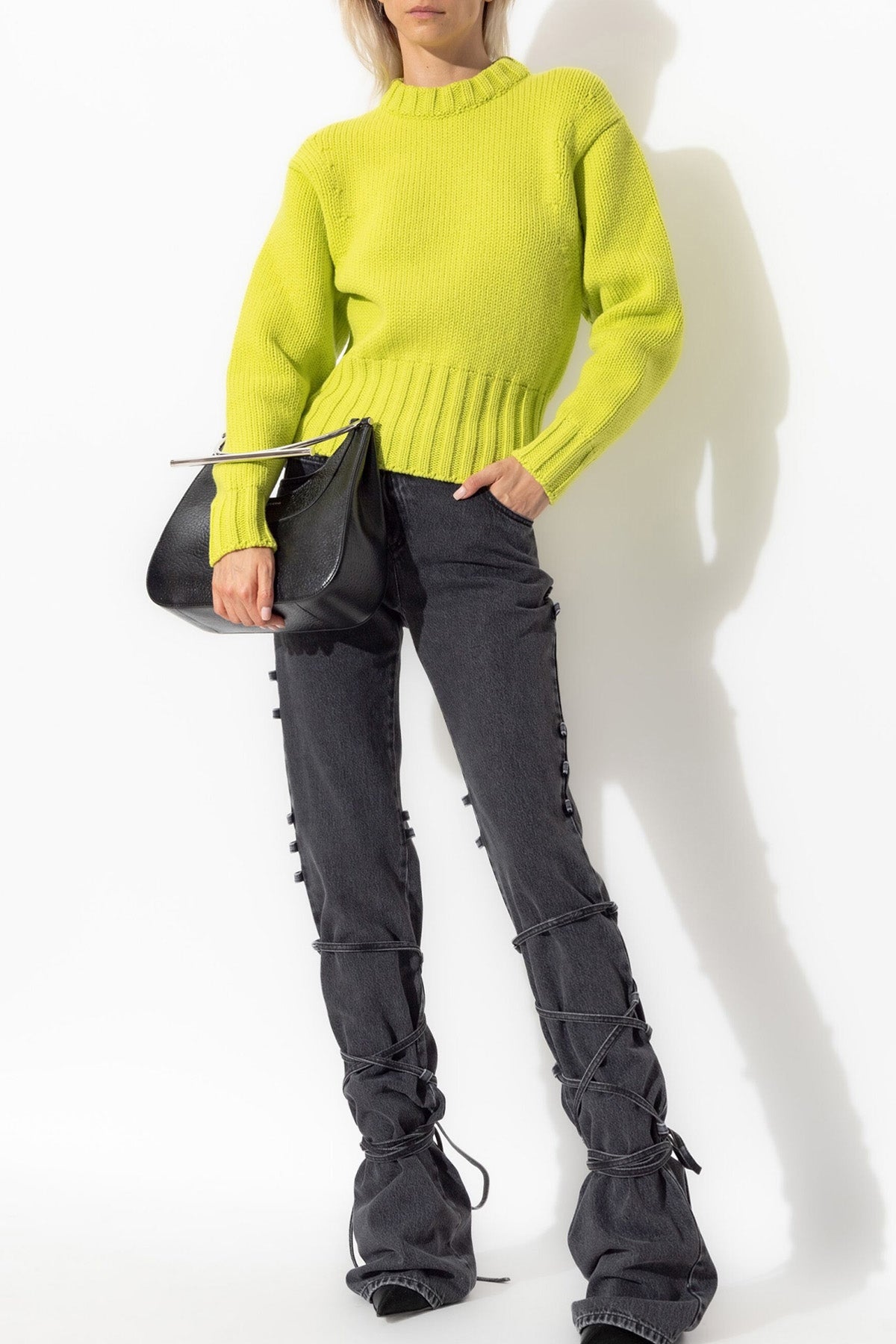 jeans in black cotton denim délavé