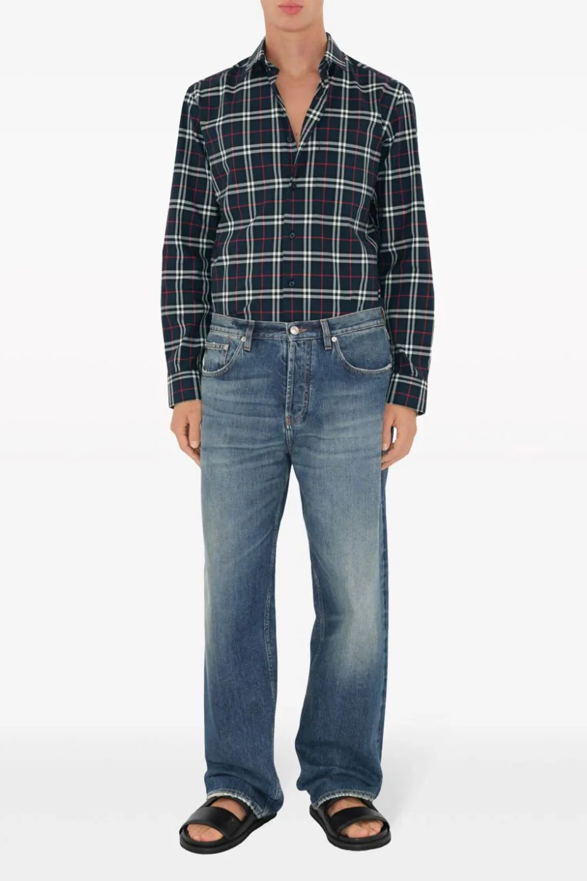 check print cotton shirt