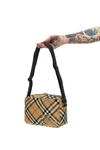 check print fabric shoulder strap