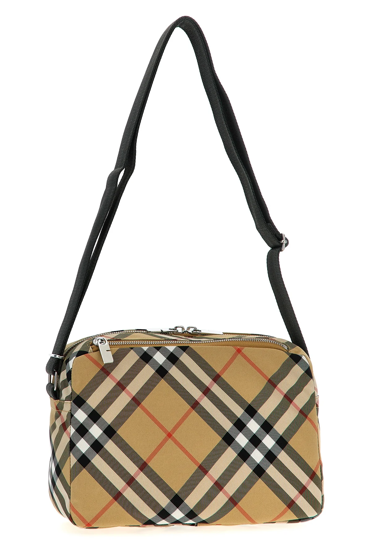 check print fabric shoulder strap