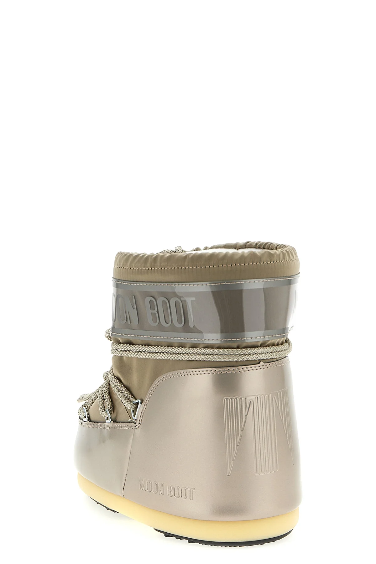 icon low glance water-repellent satin and pvc ankle boots