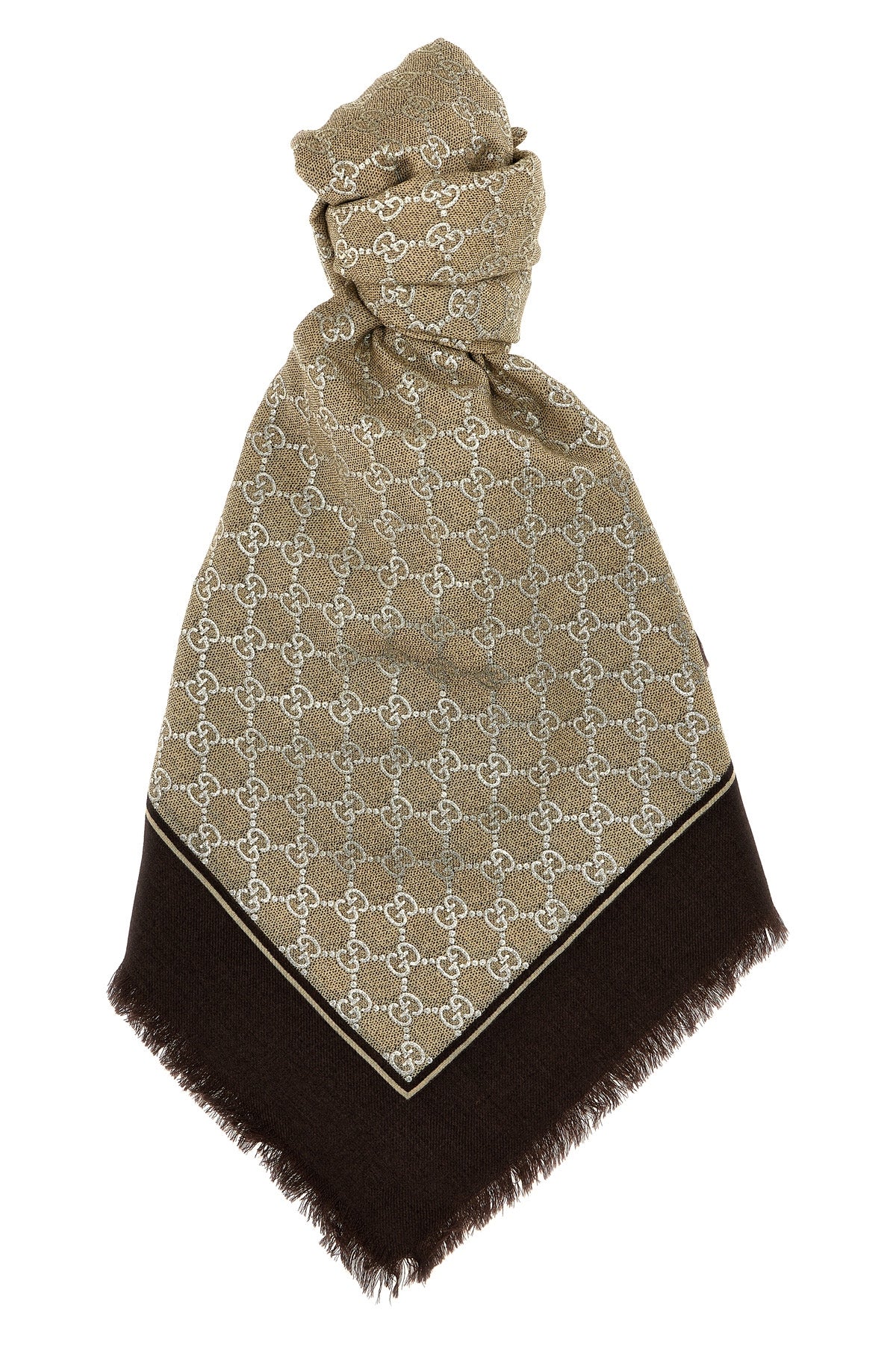 GUCCI OS gg lamé jacquard wool scarf