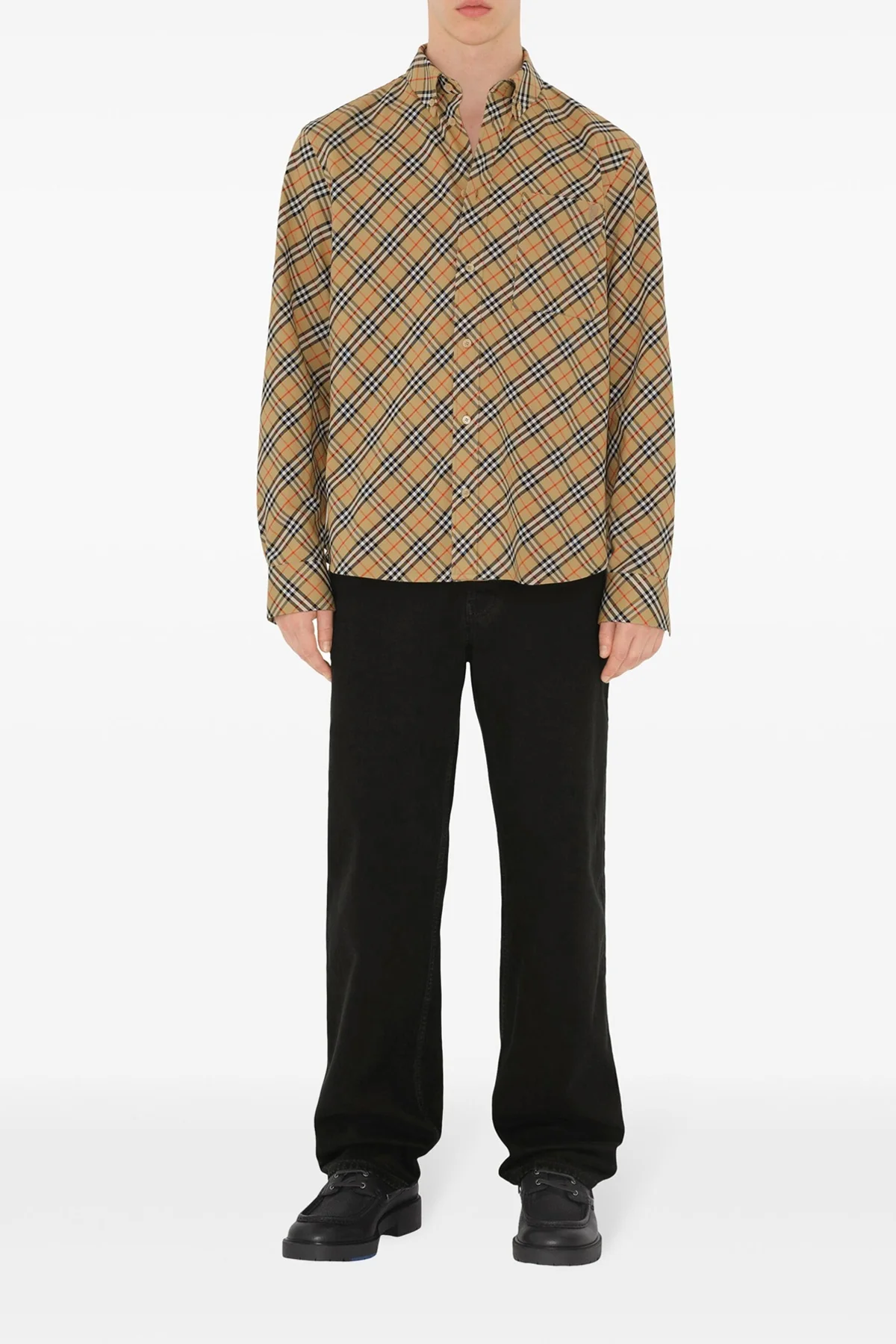 check print cotton shirt