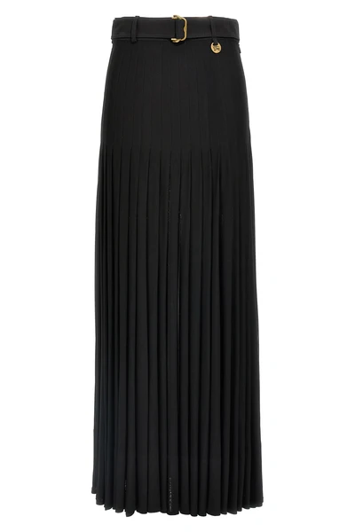 long pleated skirt in semi-transparent viscose
