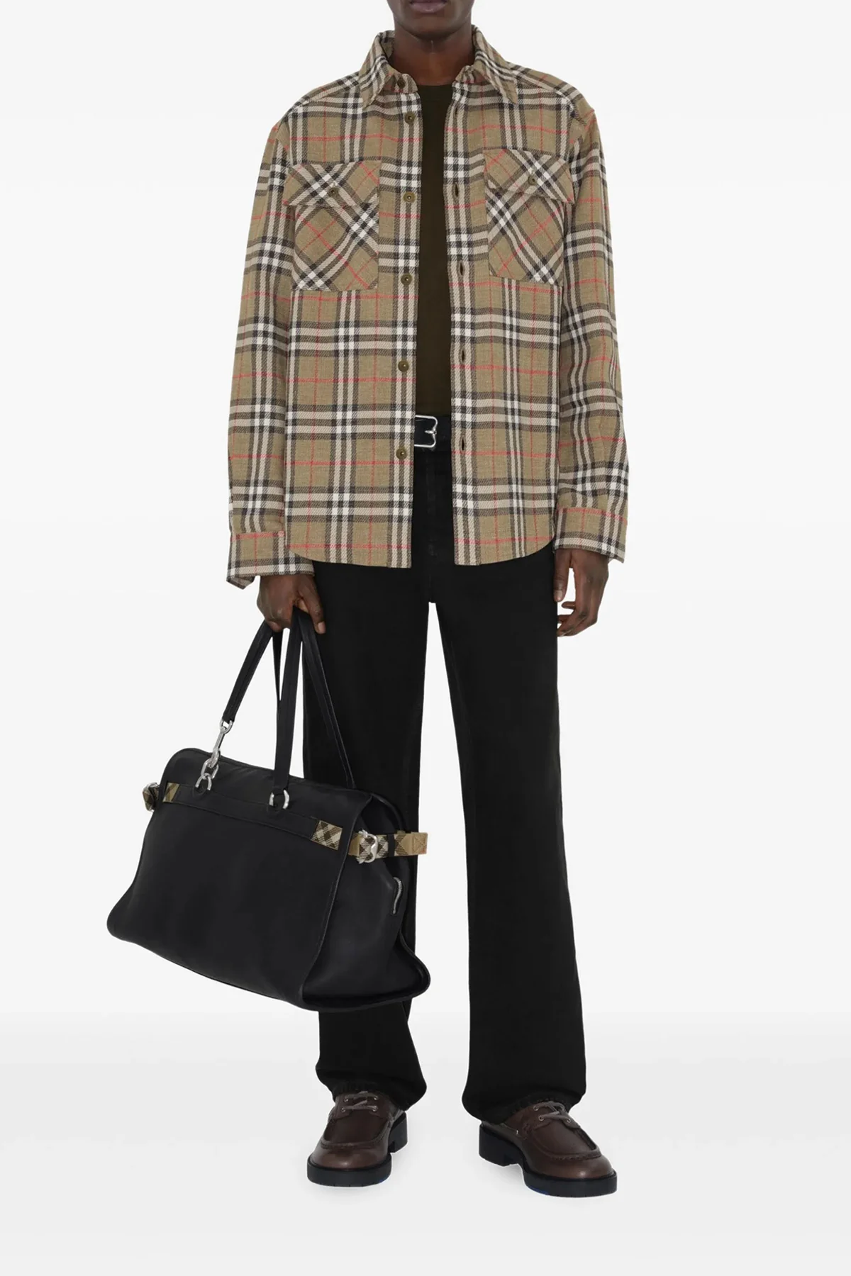 BURBERRY L burberry check double face cotton and linen blend shirt