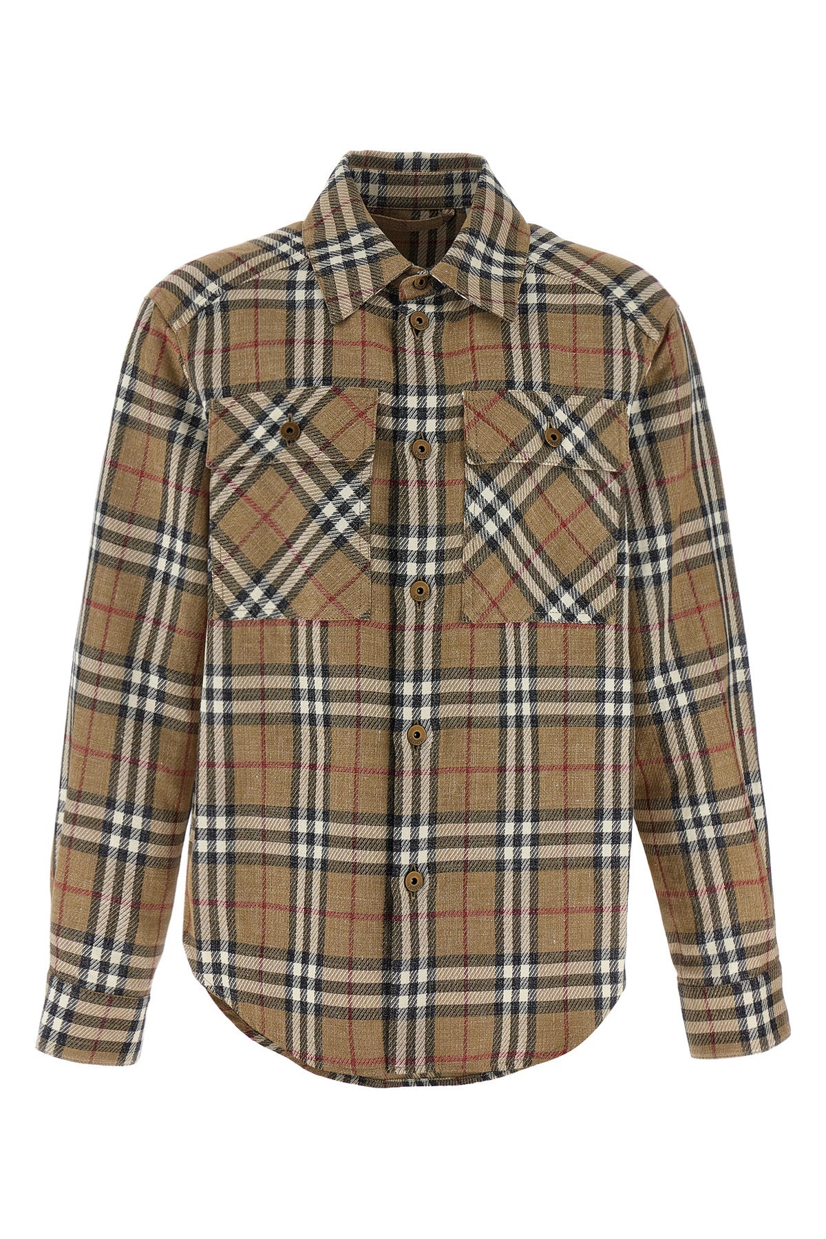 BURBERRY L burberry check double face cotton and linen blend shirt