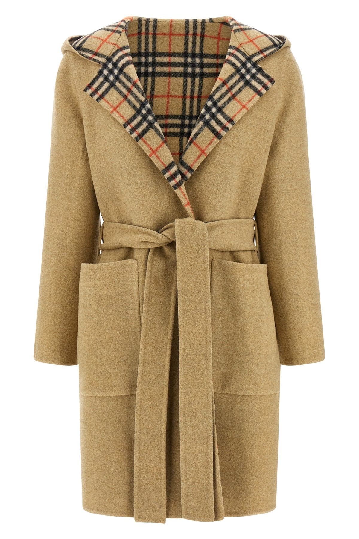 BURBERRY 6 reversible hampshire solid colour boiled wool coat