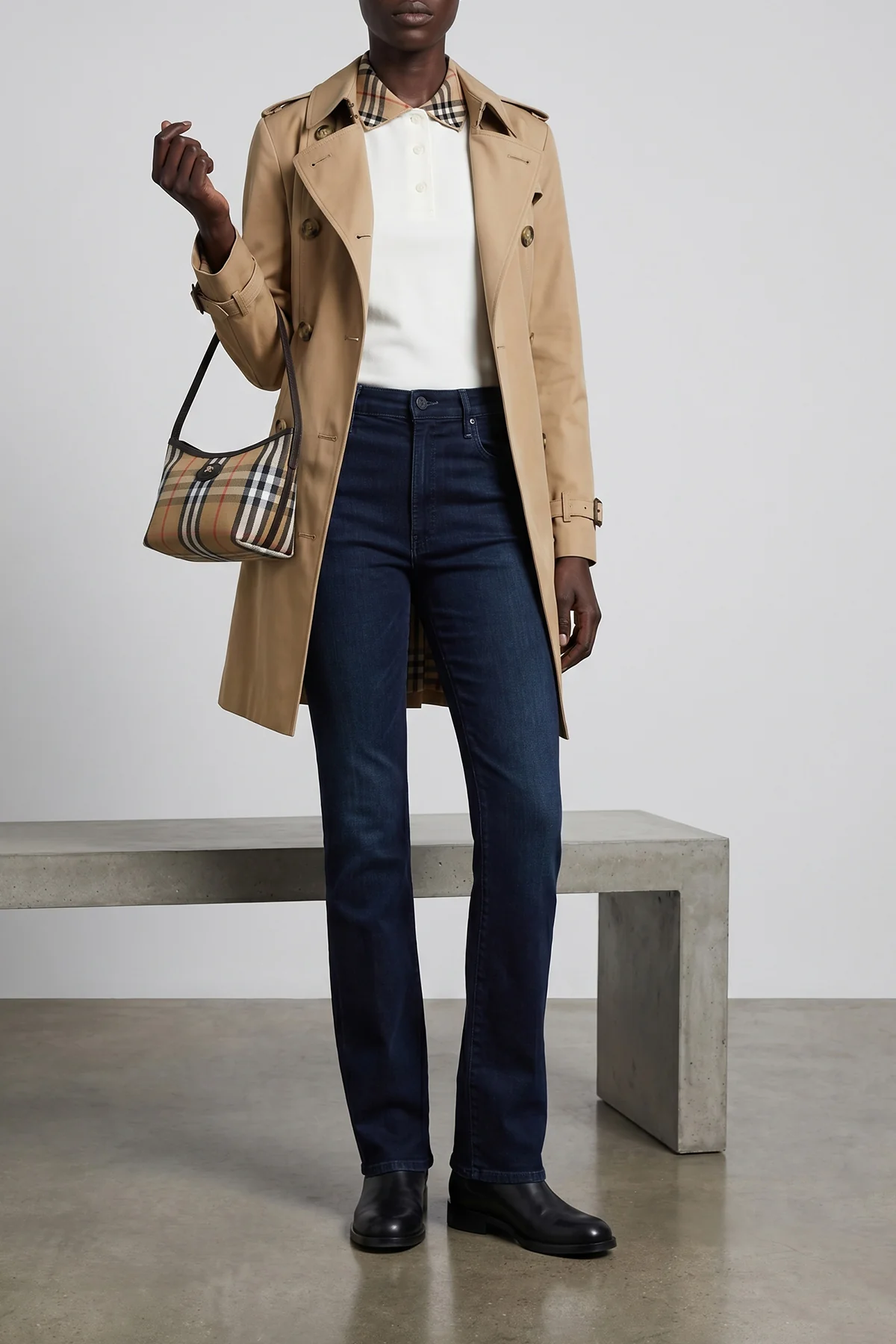 double-breasted chelsea medium cotton trench coat