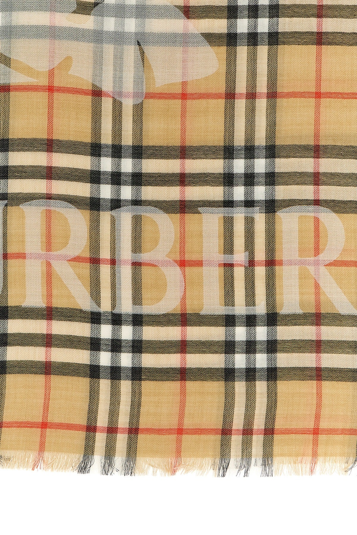 BURBERRY OS mulberry wool and silk blend scarf woven in burberry check